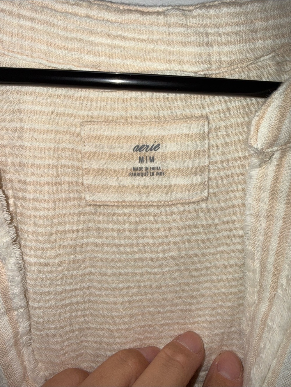 aerie Cream Lightweight Button-Down Gauze Shirt - Picture 4 of 4